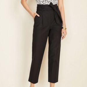 Ann Taylor Black high rise paperbag belted black pants